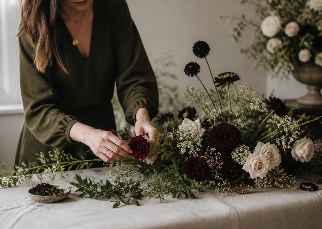 Wedding florist at work